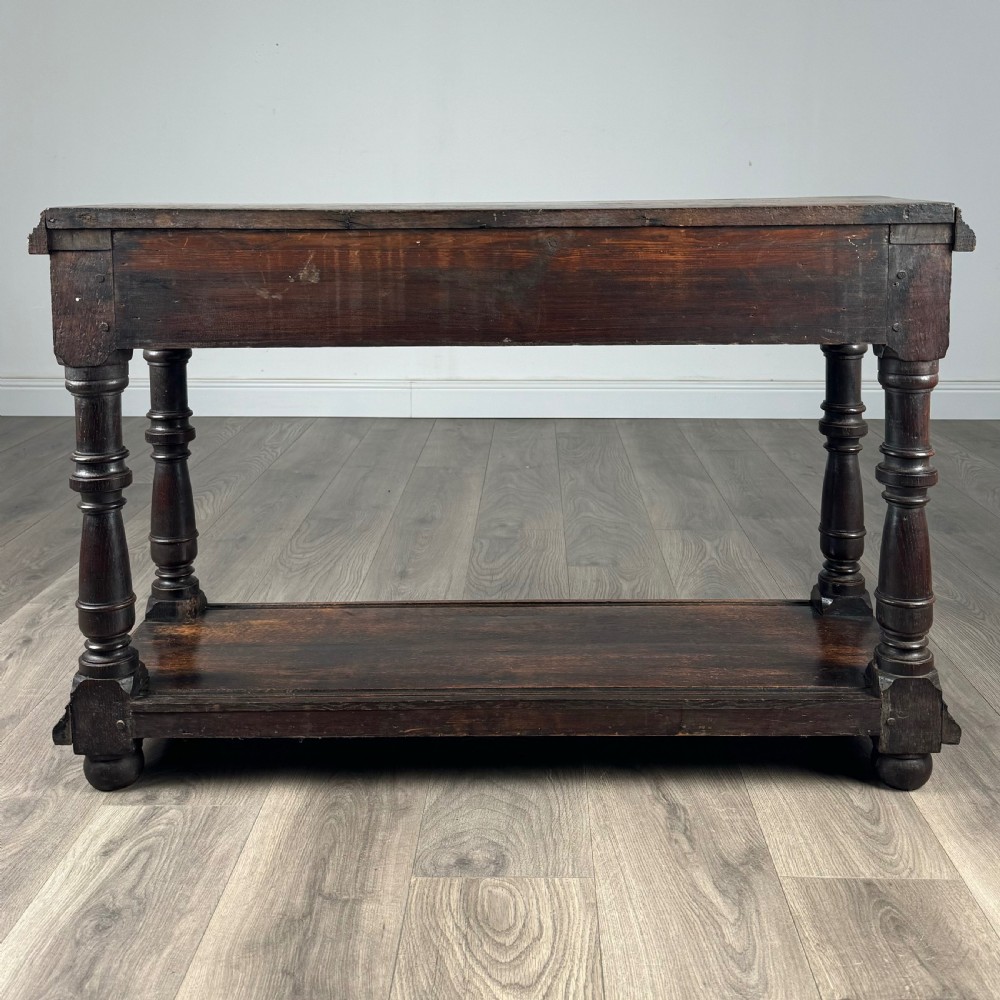 Antique 18th Century Unusual Carved Oak Console Table  View V