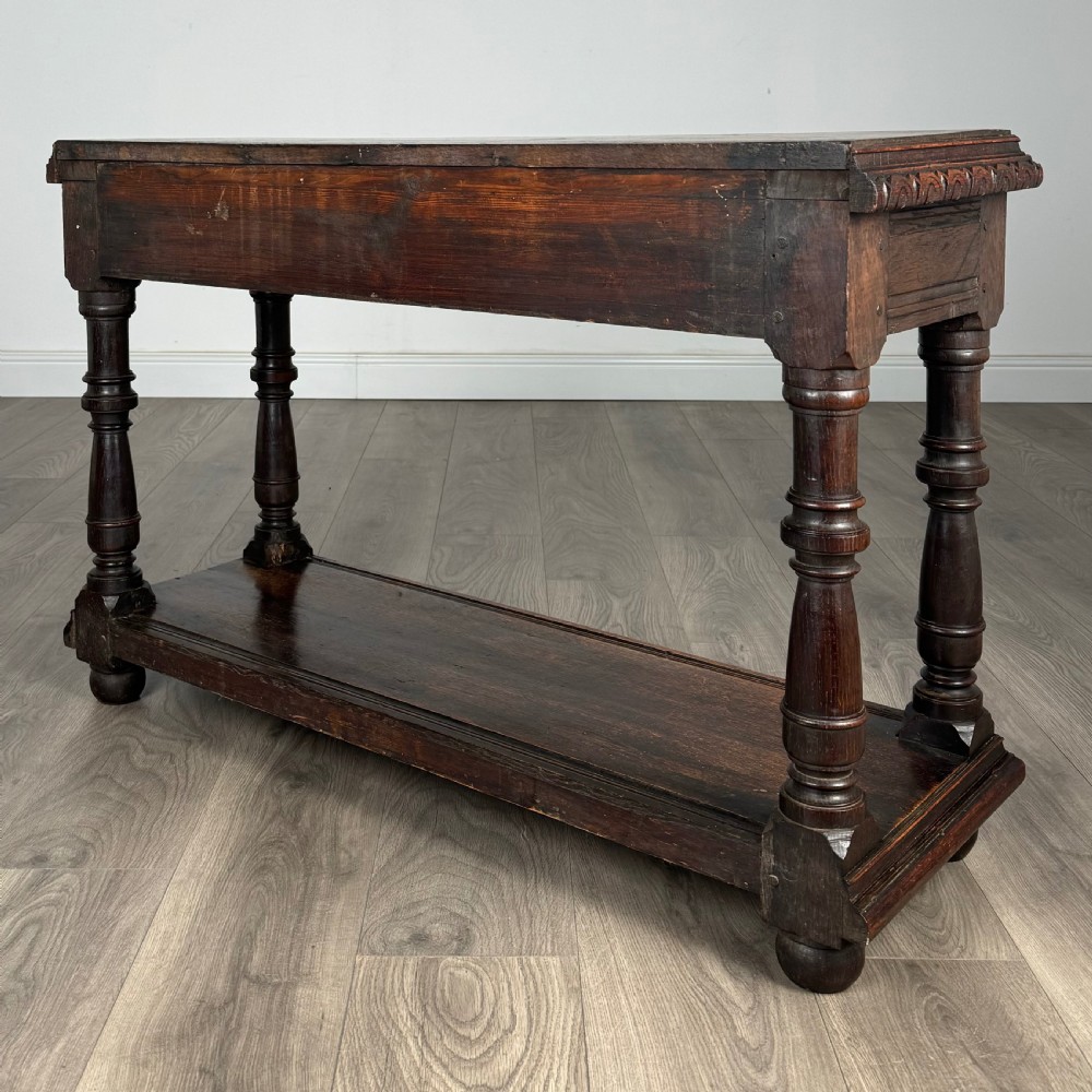 Antique 18th Century Unusual Carved Oak Console Table  View VI