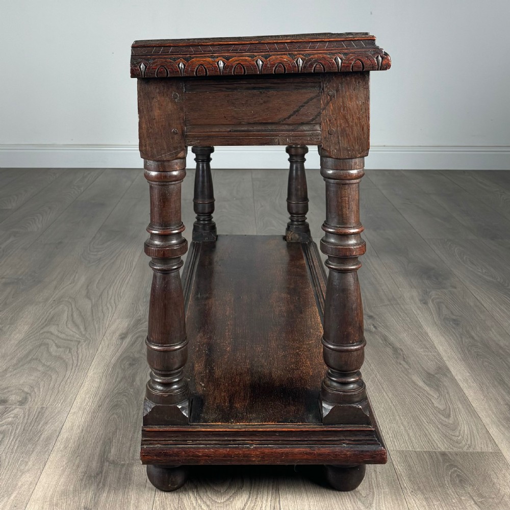 Antique 18th Century Unusual Carved Oak Console Table  View VII