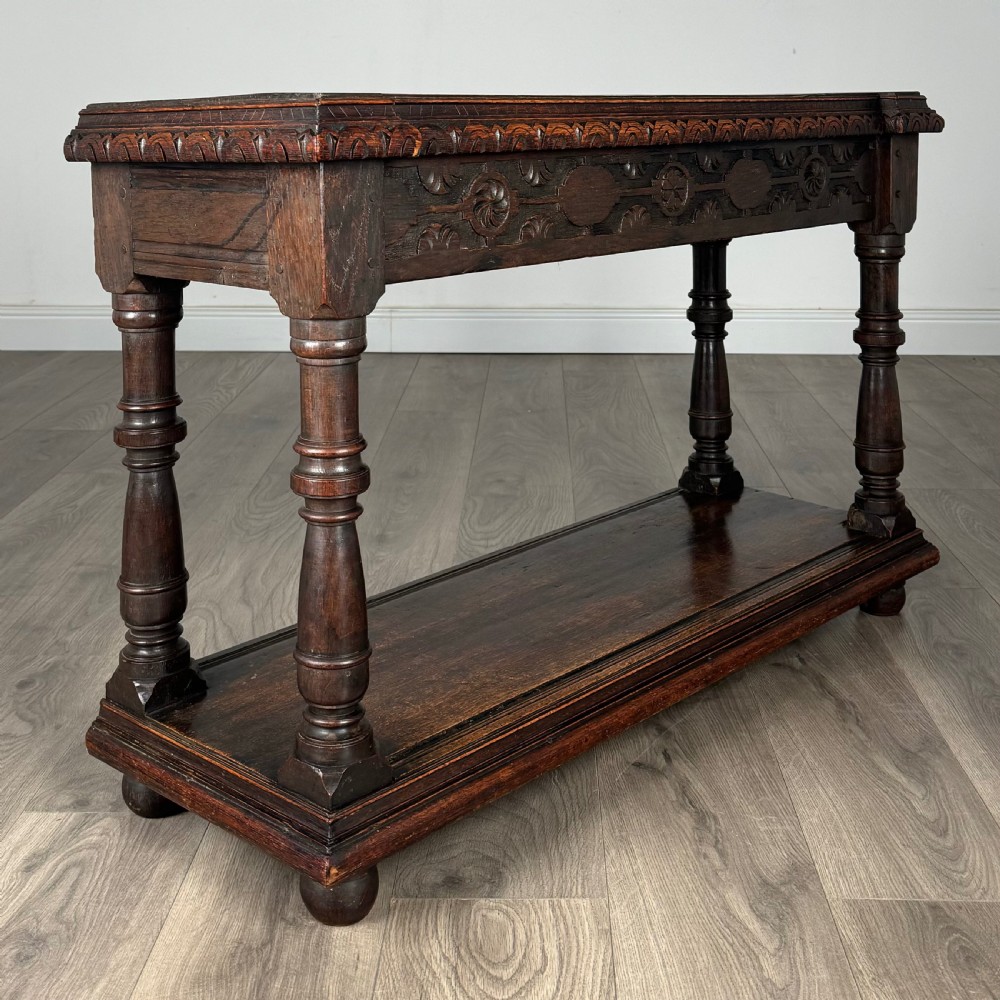 Antique 18th Century Unusual Carved Oak Console Table  View VIII