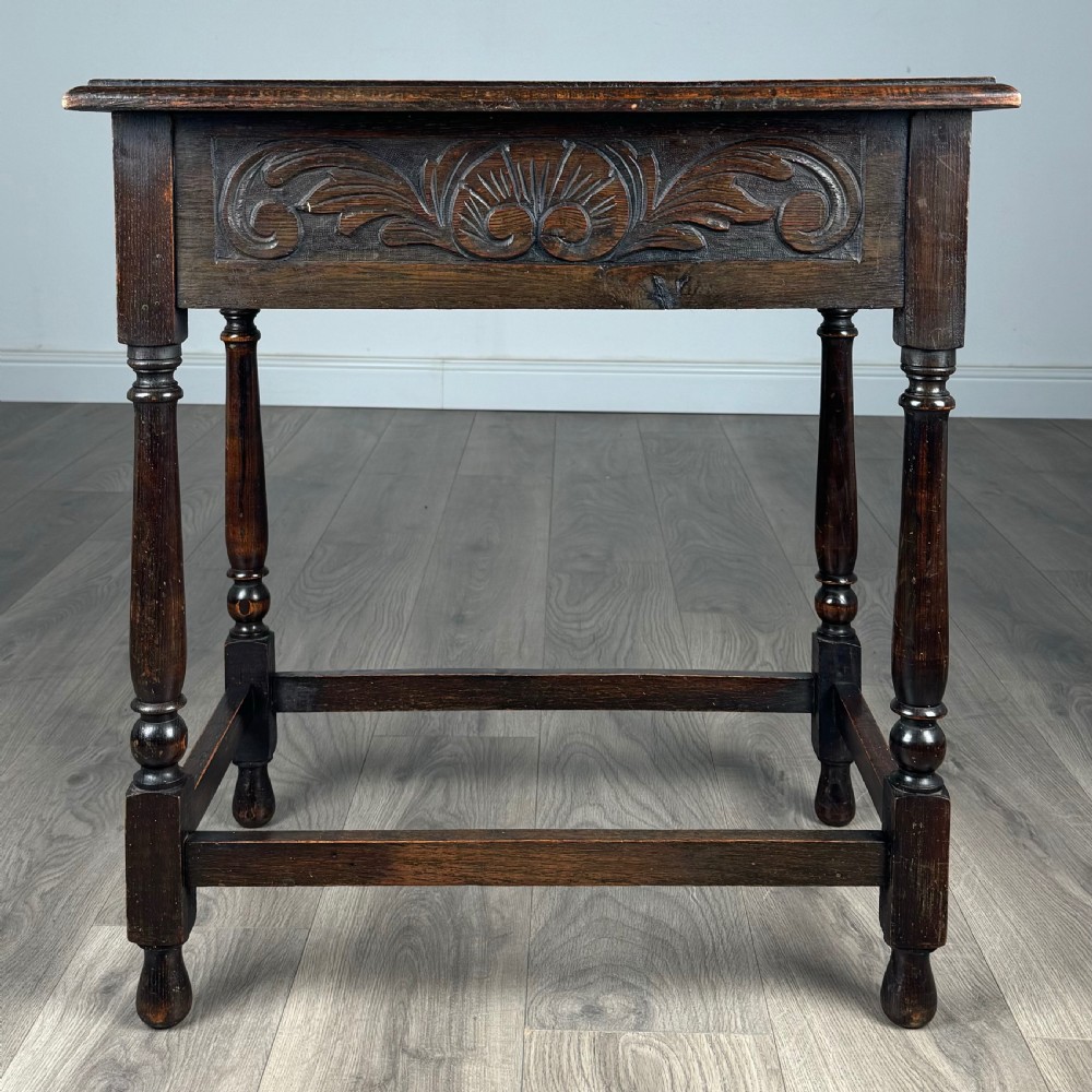 Antique 19th Century Carved Oak Side Table  View V