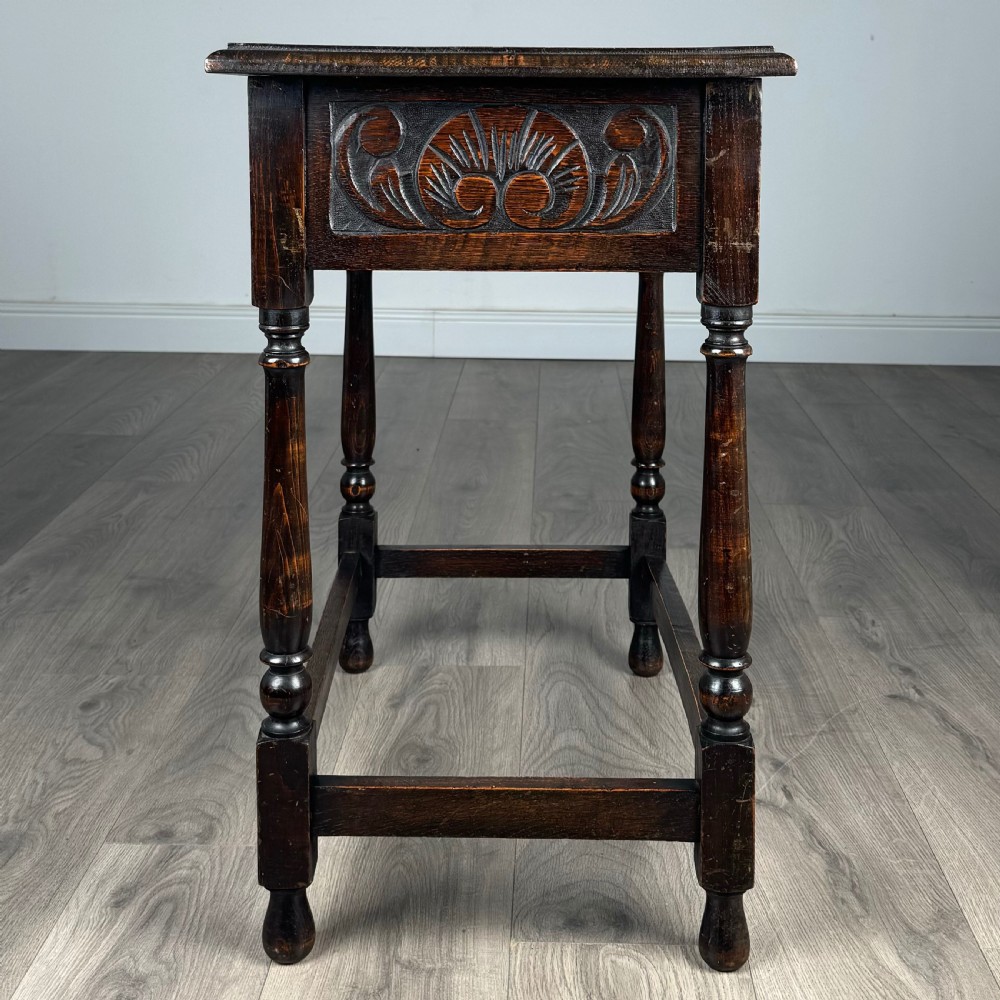 Antique 19th Century Carved Oak Side Table  View VII