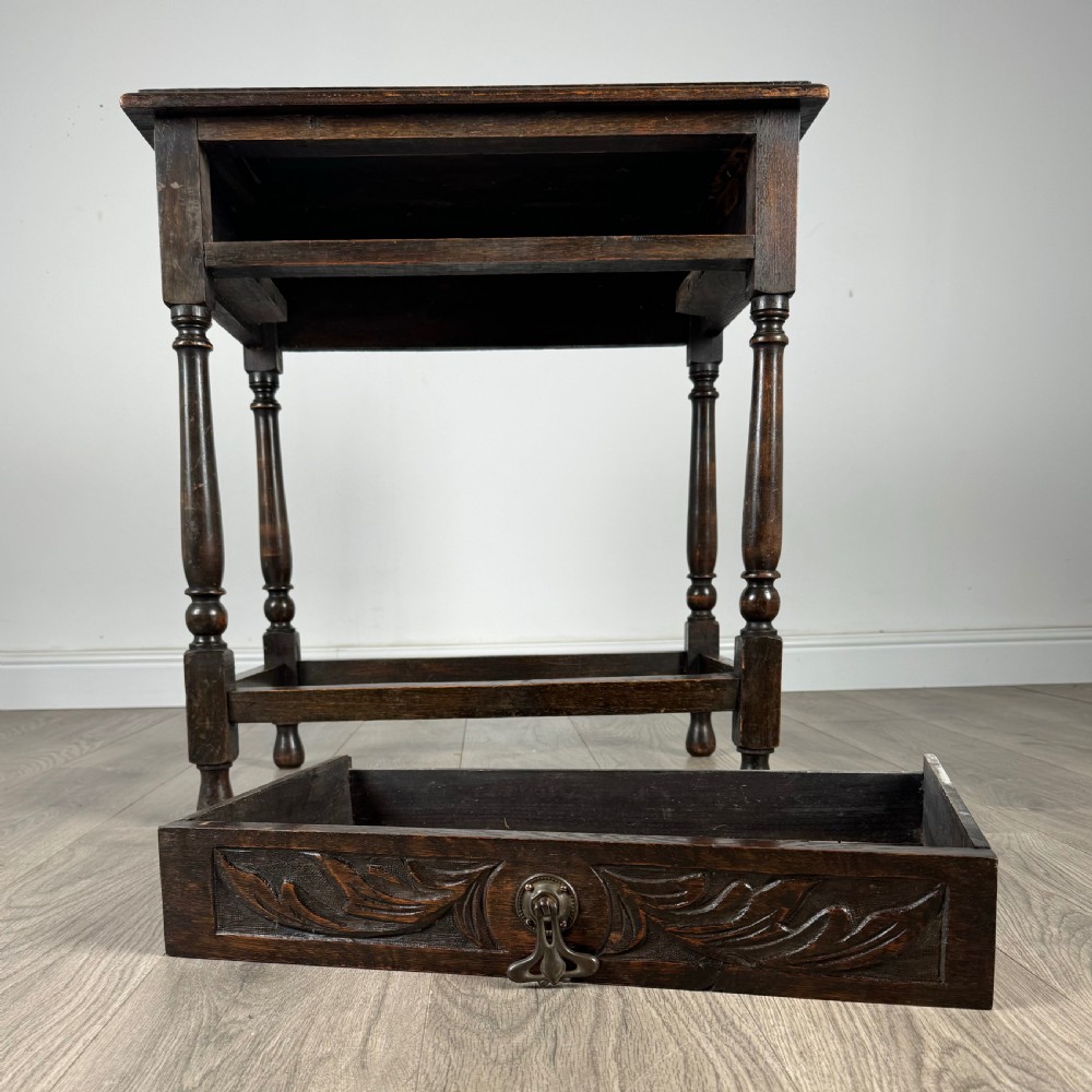 Antique 19th Century Carved Oak Side Table  View X