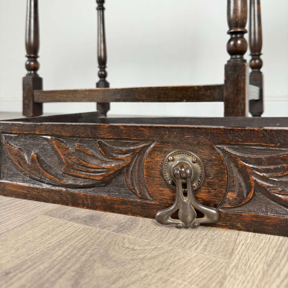Antique 19th Century Carved Oak Side Table  View XI