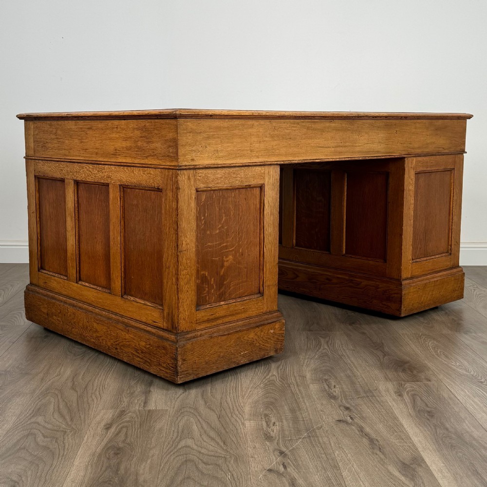  Antique 19th Century Golden Oak Pedestal Desk Of The Finest Quality 
 View IV