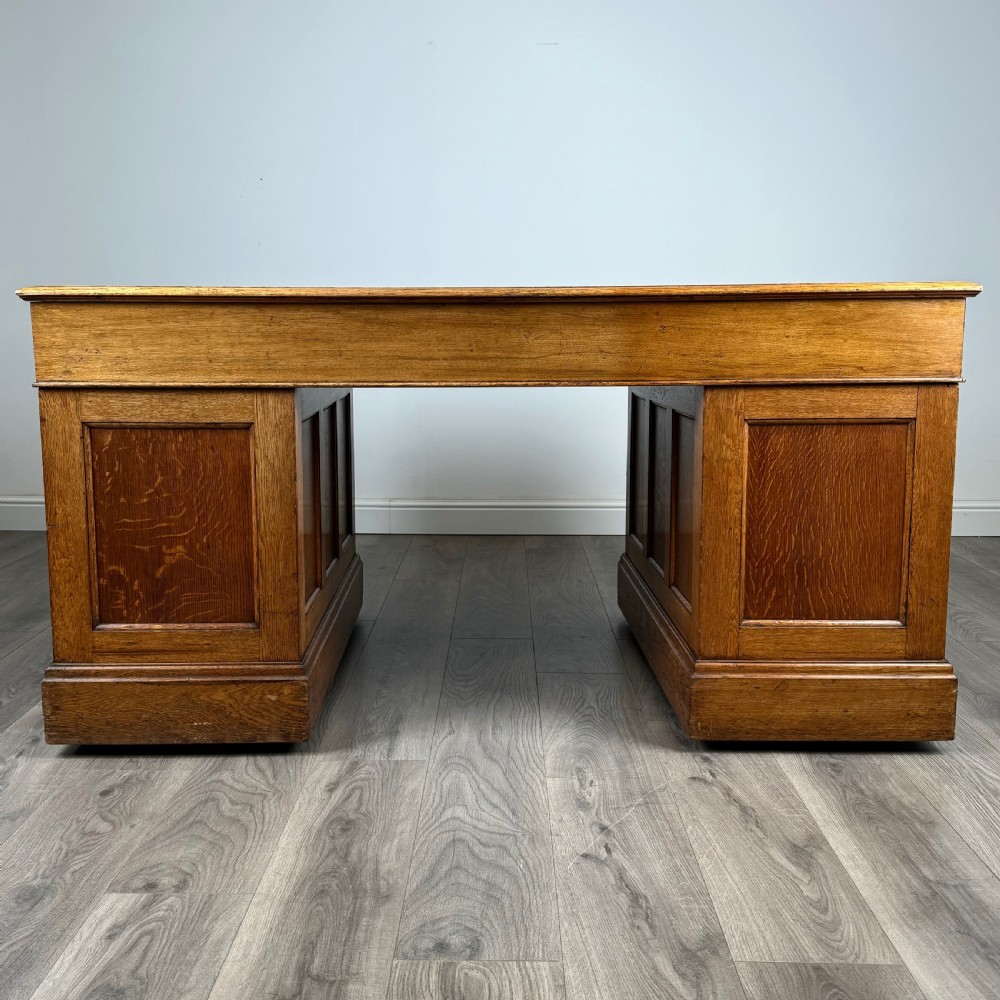  Antique 19th Century Golden Oak Pedestal Desk Of The Finest Quality 
 View V