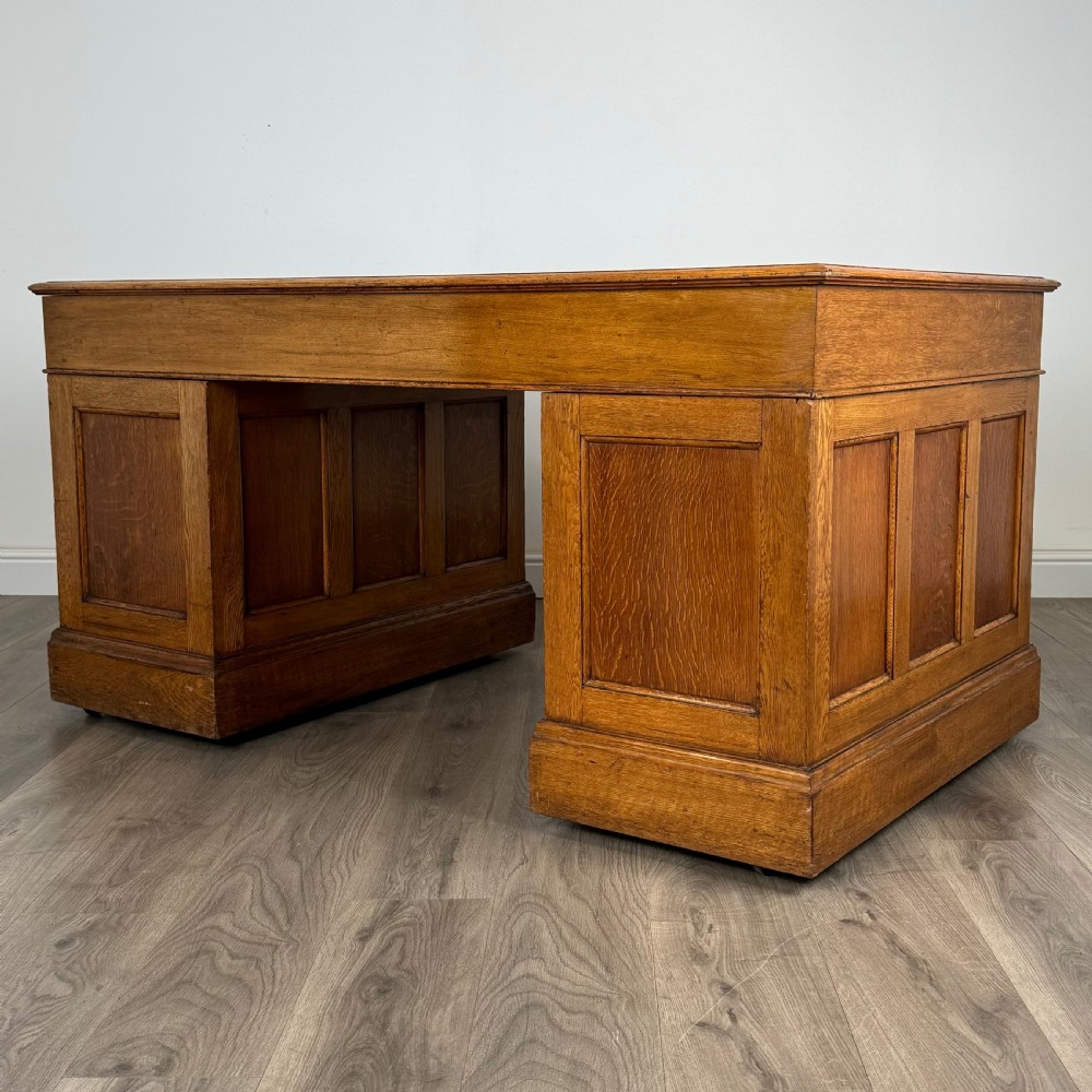  Antique 19th Century Golden Oak Pedestal Desk Of The Finest Quality 
 View VI