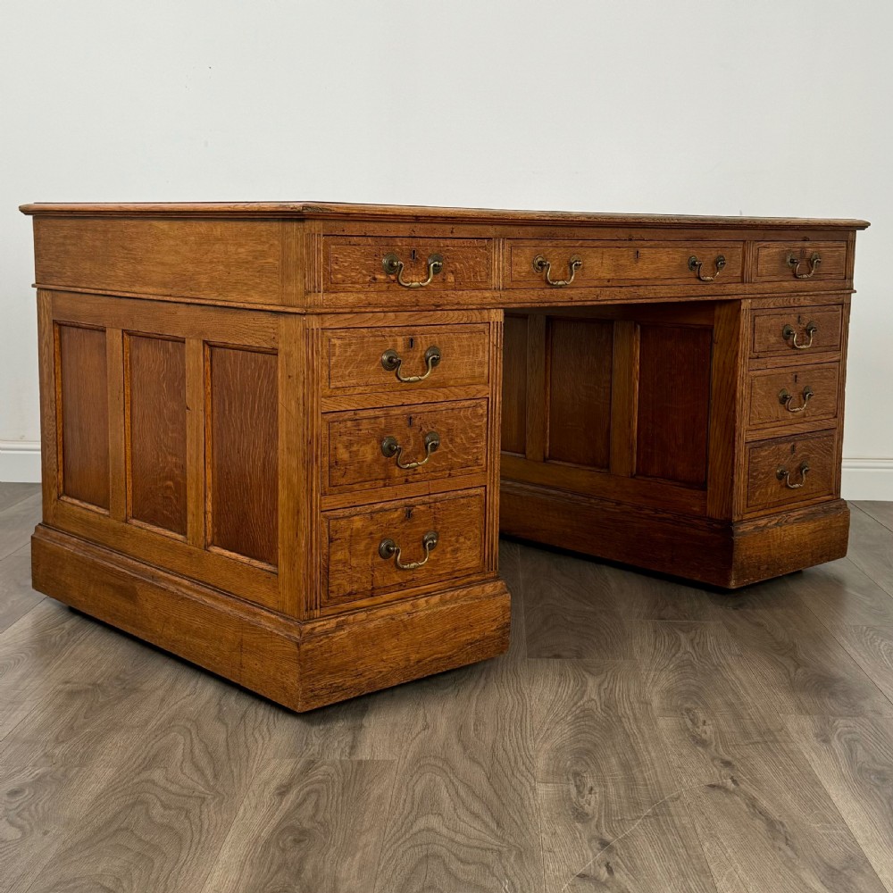  Antique 19th Century Golden Oak Pedestal Desk Of The Finest Quality 
 View VIII