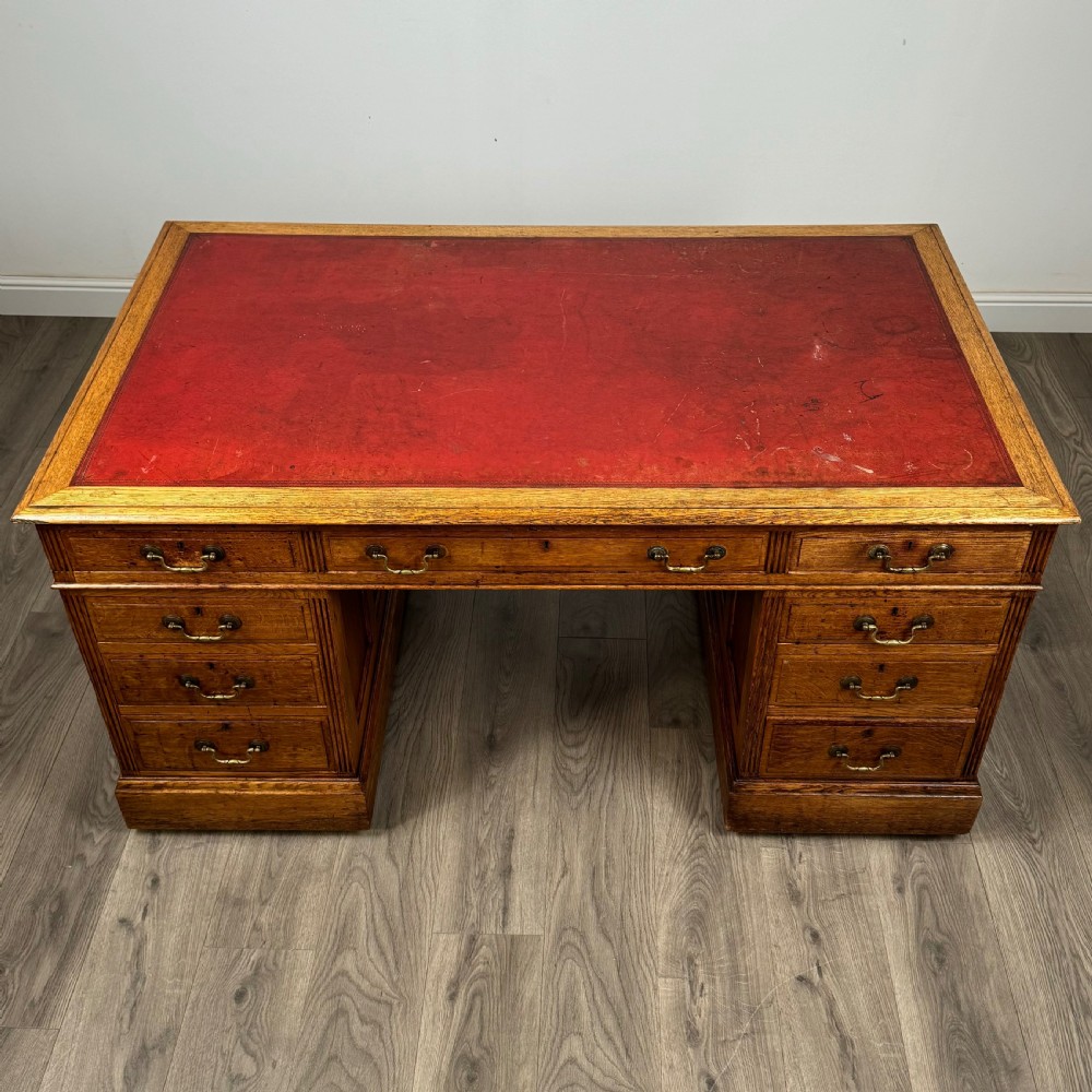  Antique 19th Century Golden Oak Pedestal Desk Of The Finest Quality 
 View IX