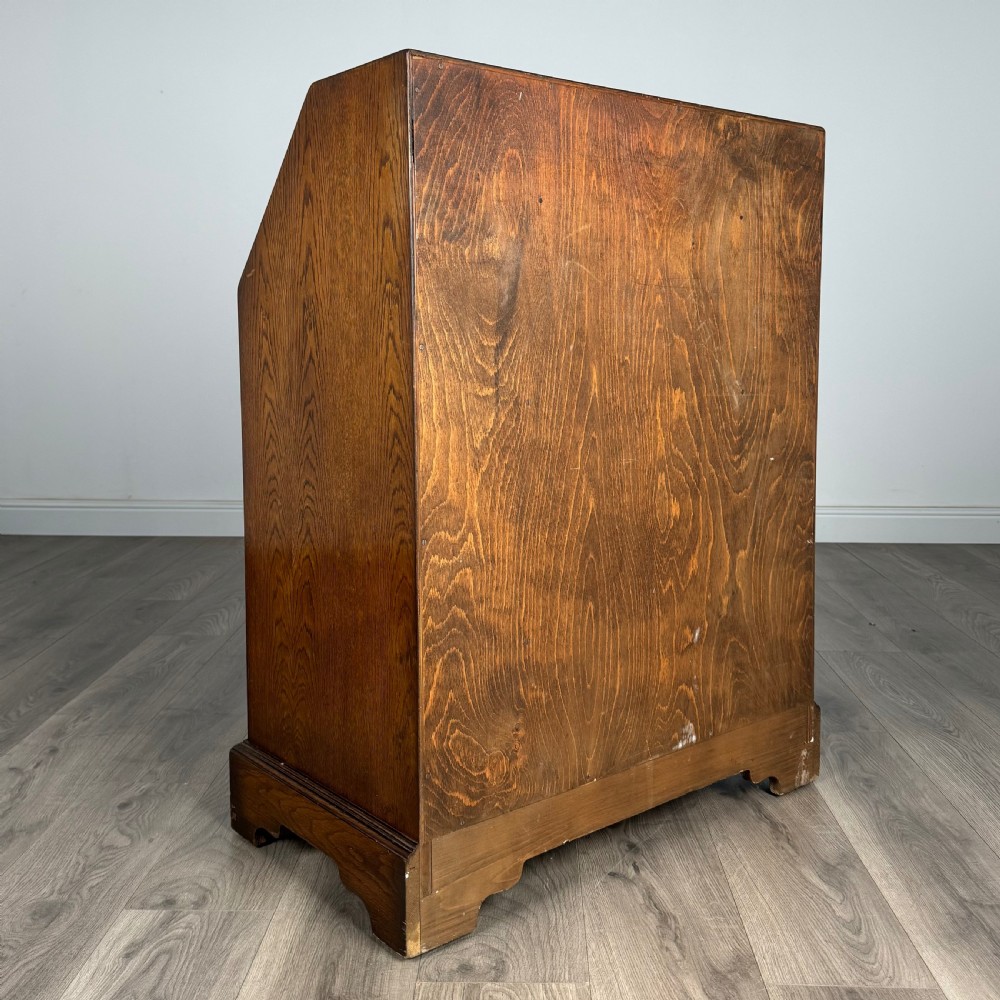 Antique 20th Century Jacobean Style Bureau In Oak  View V