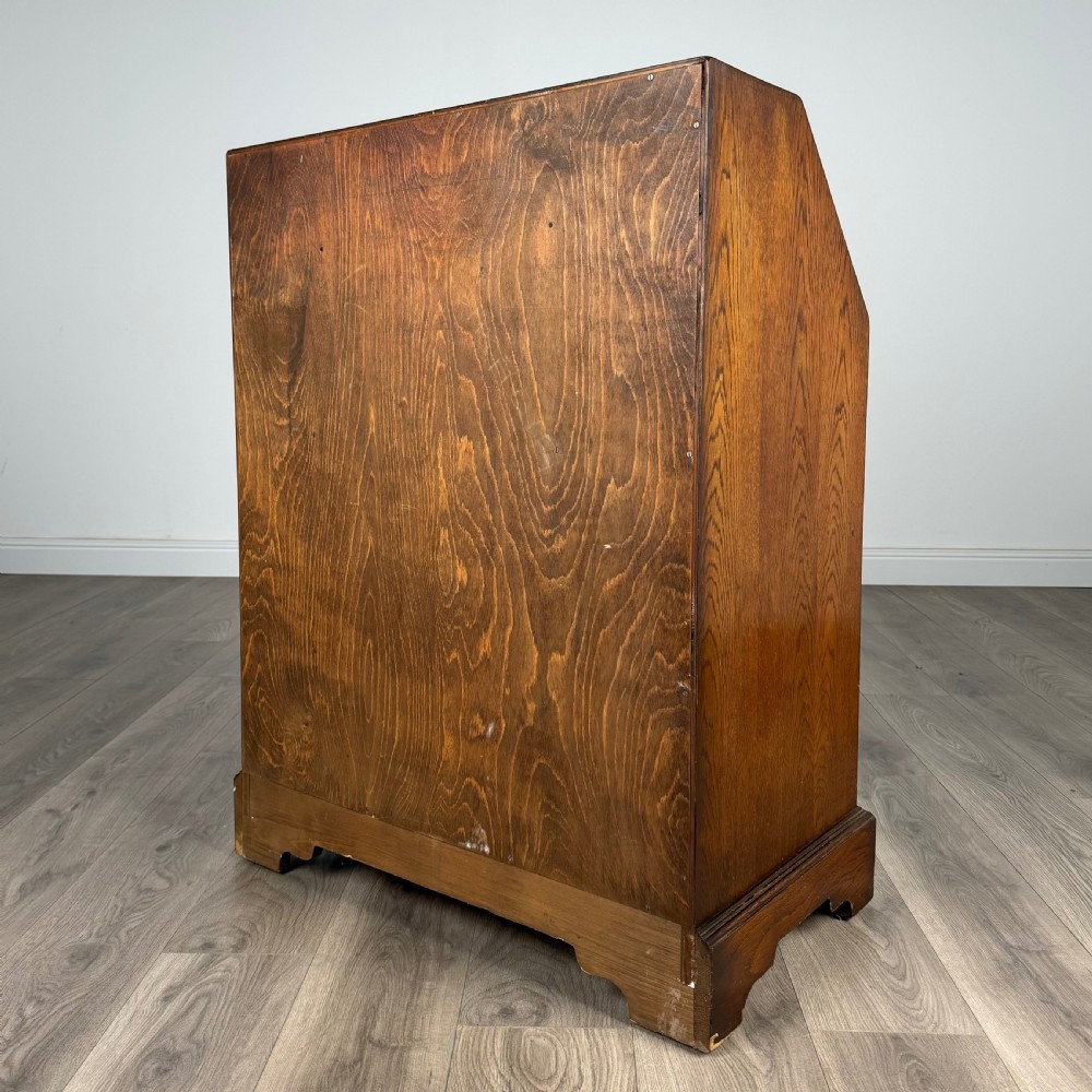 Antique 20th Century Jacobean Style Bureau In Oak  View VII