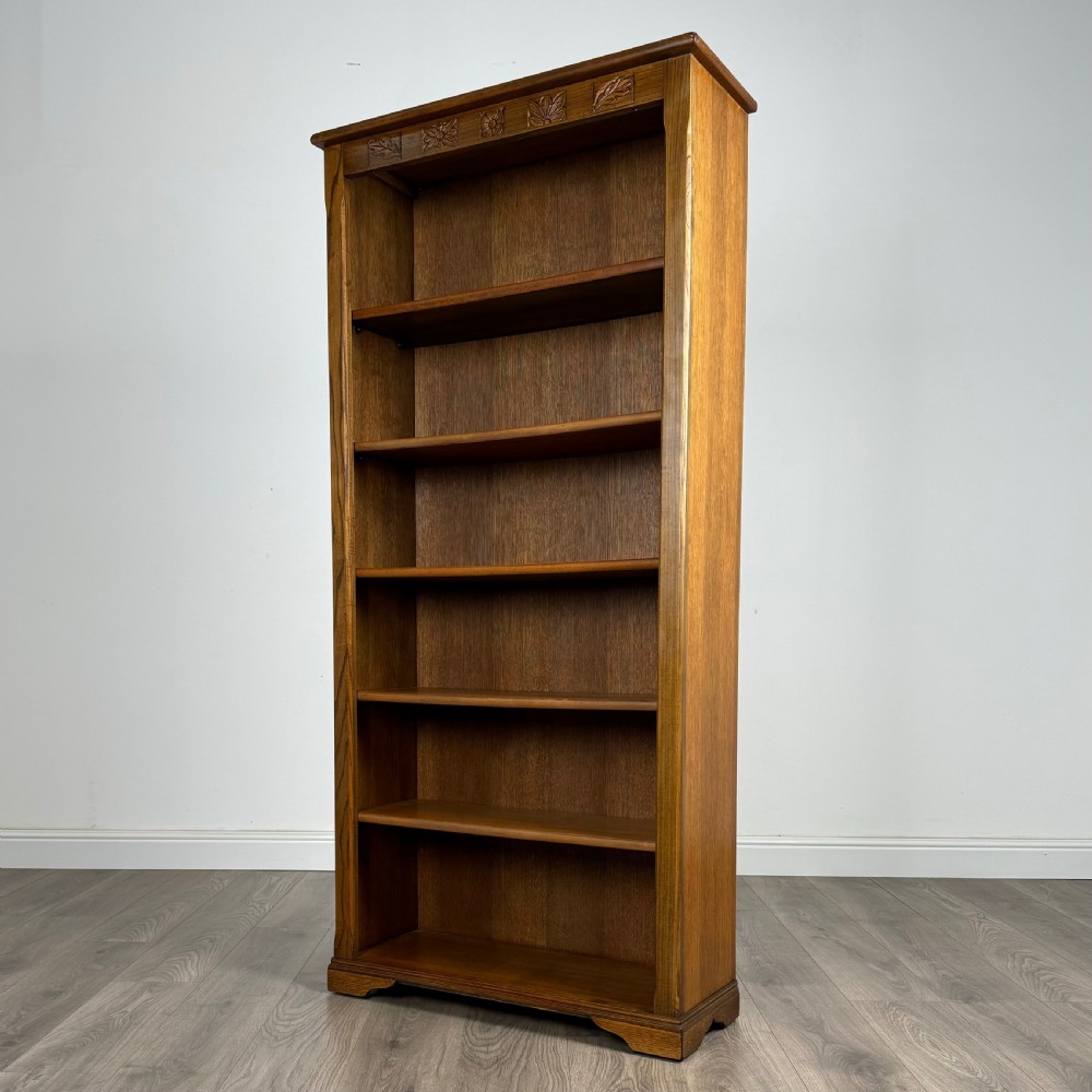 Antique 20th Century Open Bookcase In Oak View II