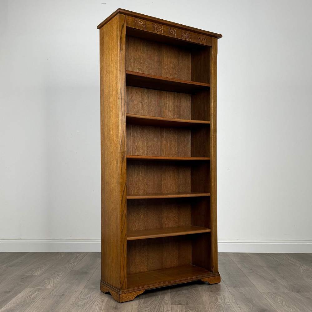 Antique 20th Century Open Bookcase In Oak View VIII