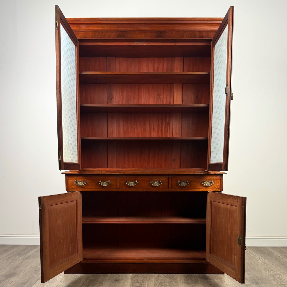  Antique 19th Century Bookcase On Cupboard In Mahogany  View II