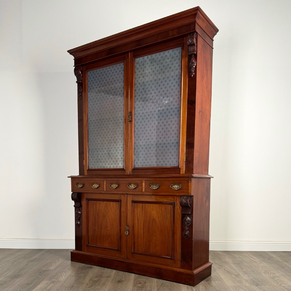 Antique 19th Century Bookcase On Cupboard In Mahogany  View III