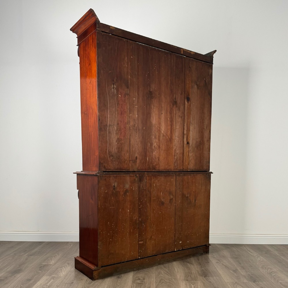  Antique 19th Century Bookcase On Cupboard In Mahogany  View V