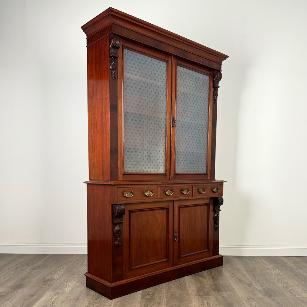  Antique 19th Century Bookcase On Cupboard In Mahogany  View IX