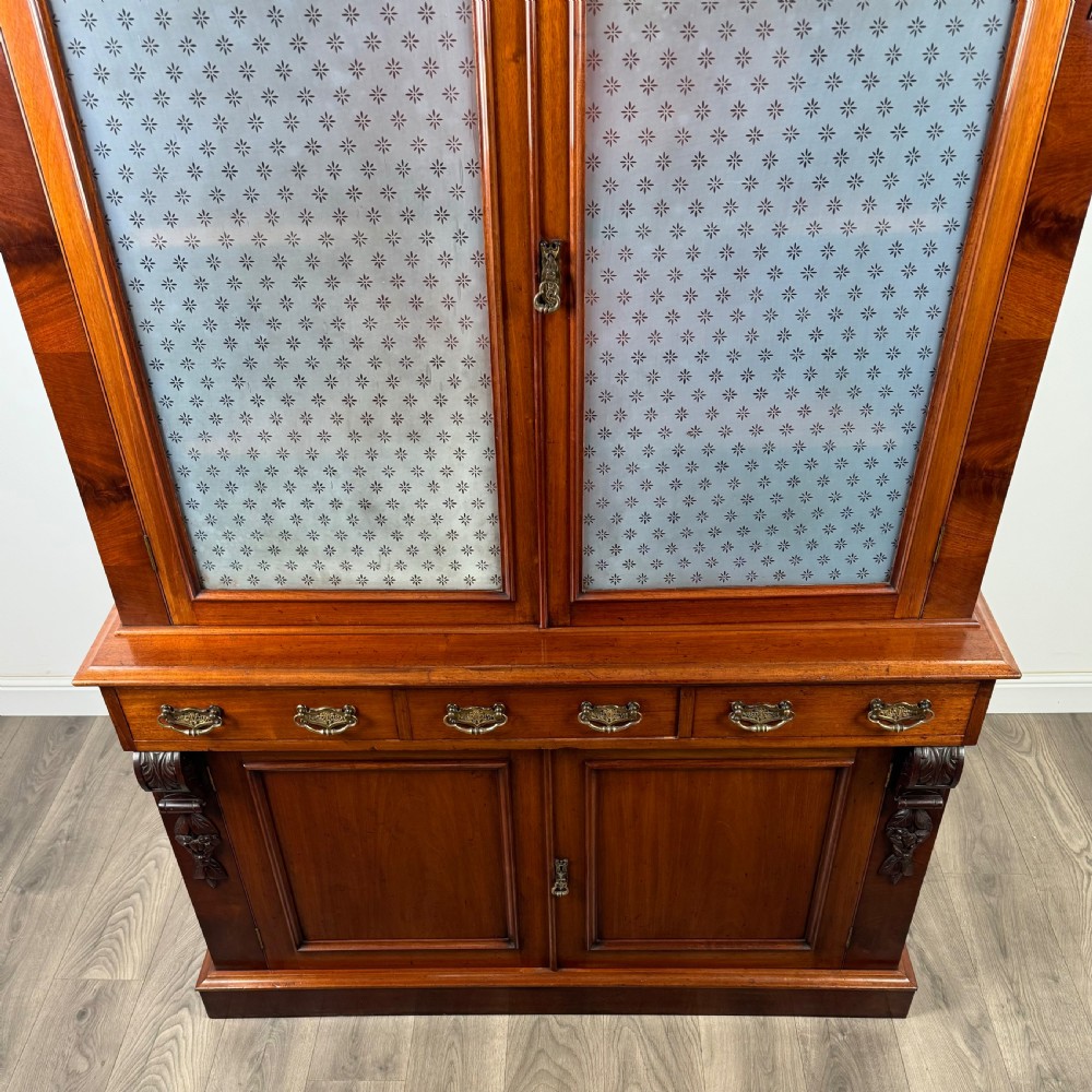  Antique 19th Century Bookcase On Cupboard In Mahogany  View X