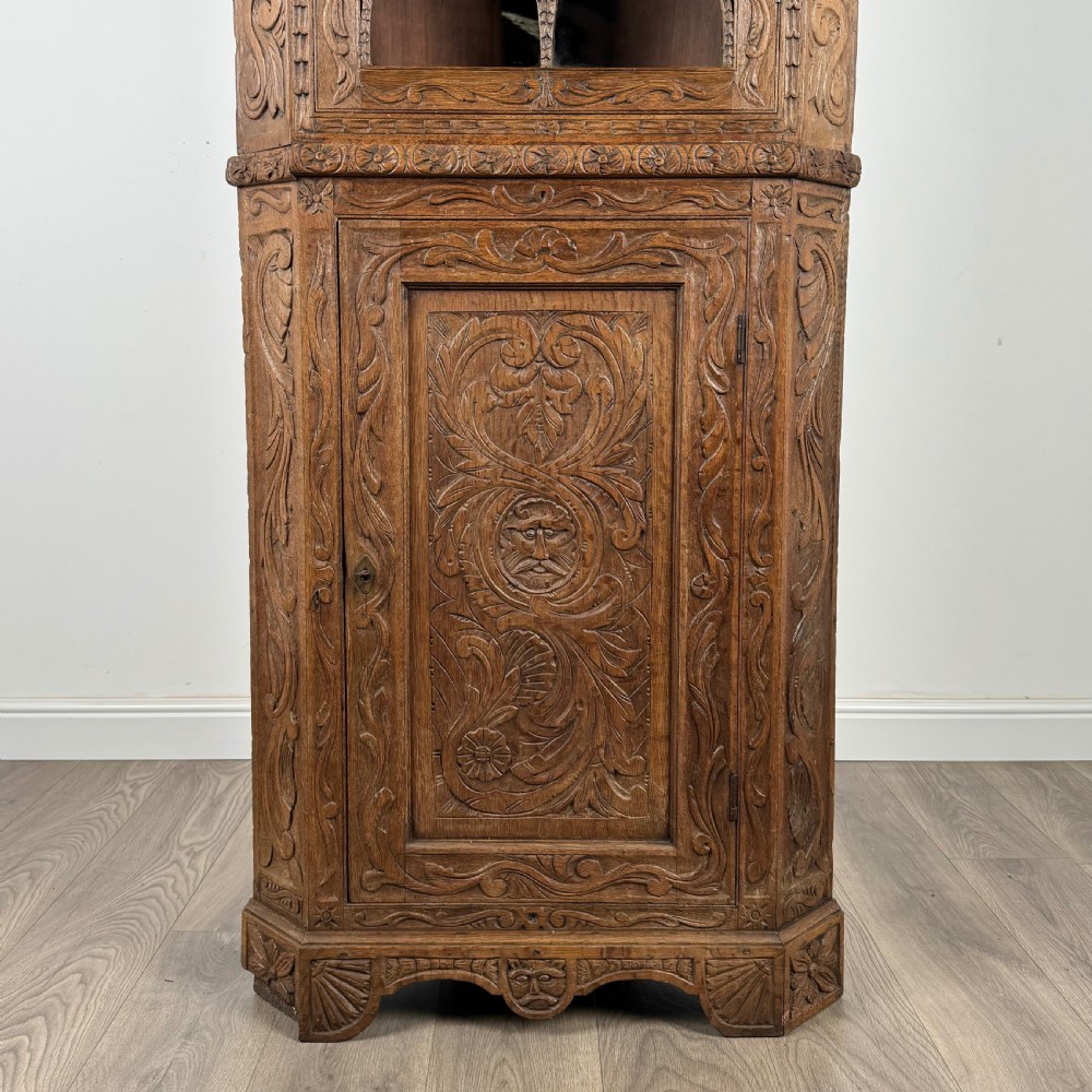 Antique 19th Century Heavily Carved Corner 
 View V