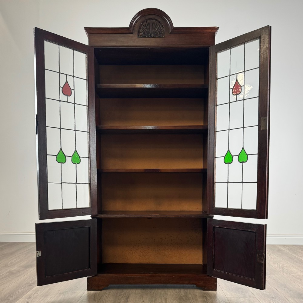 Antique 20th Century Art Nouveau Style Display Cabinet In Oak  View II