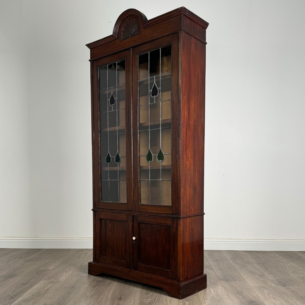 Antique 20th Century Art Nouveau Style Display Cabinet In Oak  View III