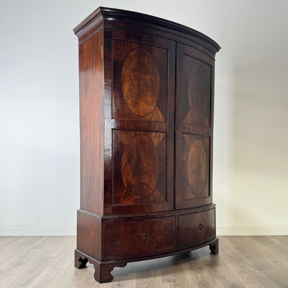 Antique 18th Century Bow Fronted Wardrobe In Mahogany 
 View IX