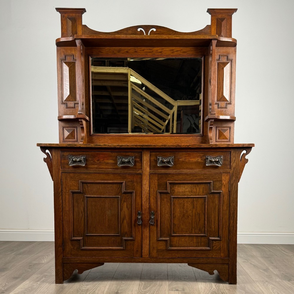 Antique 20th Century Mirror Back Sideboard In Oak 