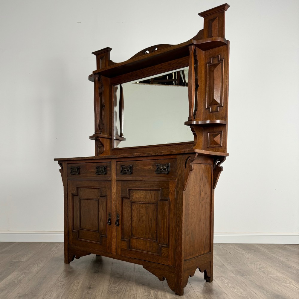  Antique 20th Century Mirror Back Sideboard In Oak  View III