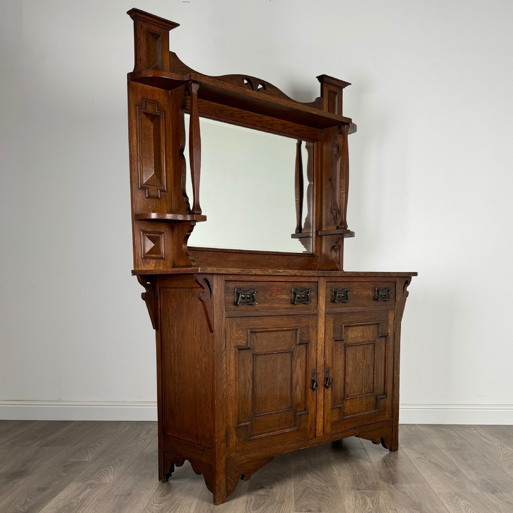  Antique 20th Century Mirror Back Sideboard In Oak  View IX