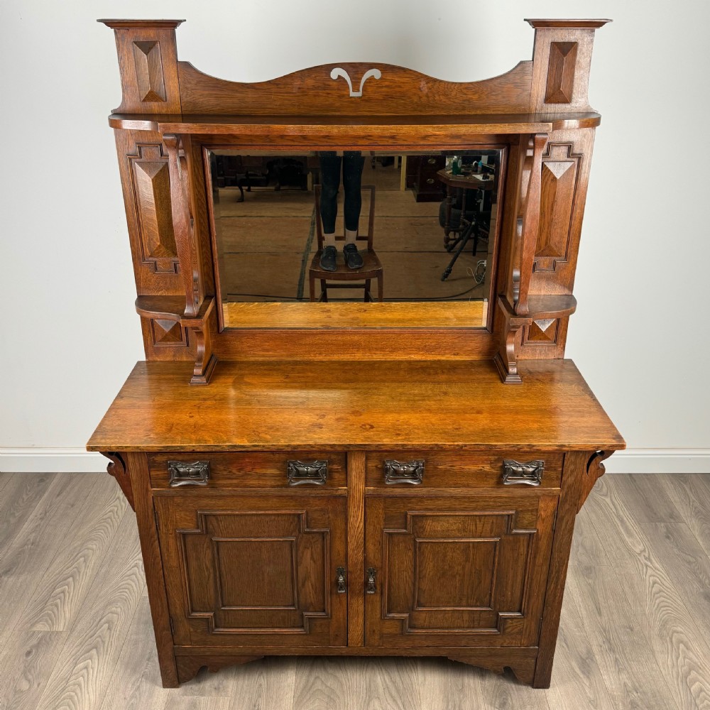  Antique 20th Century Mirror Back Sideboard In Oak  View X