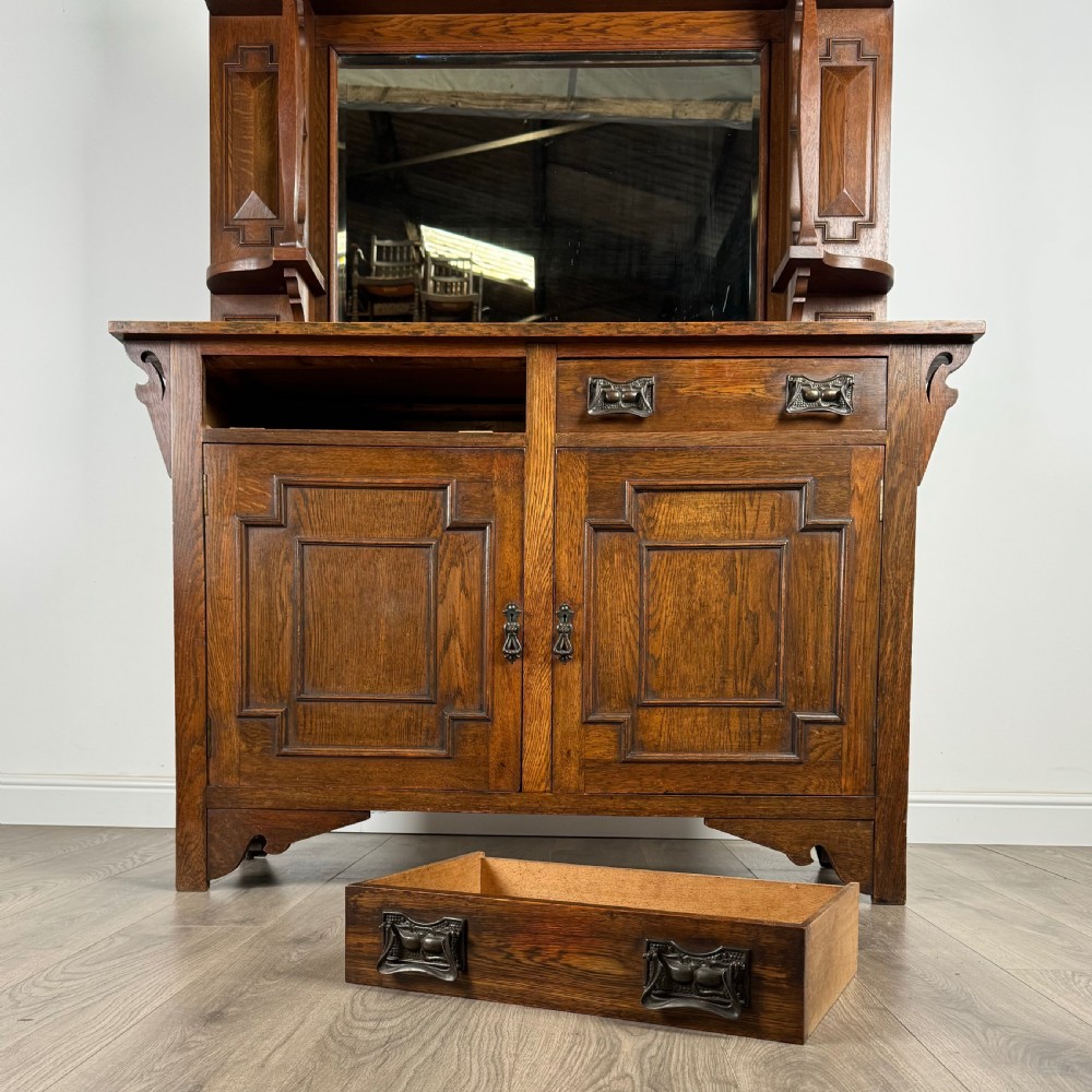  Antique 20th Century Mirror Back Sideboard In Oak  View XI