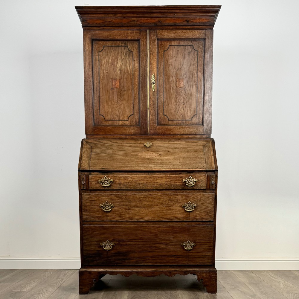  Antique 18th Century Bureau Bookcase In Oak 
