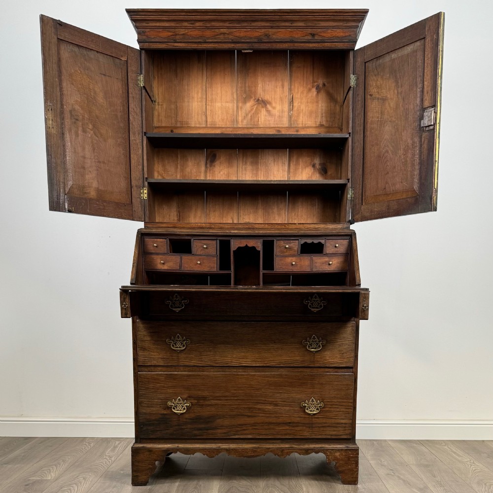  Antique 18th Century Bureau Bookcase In Oak 
 View II