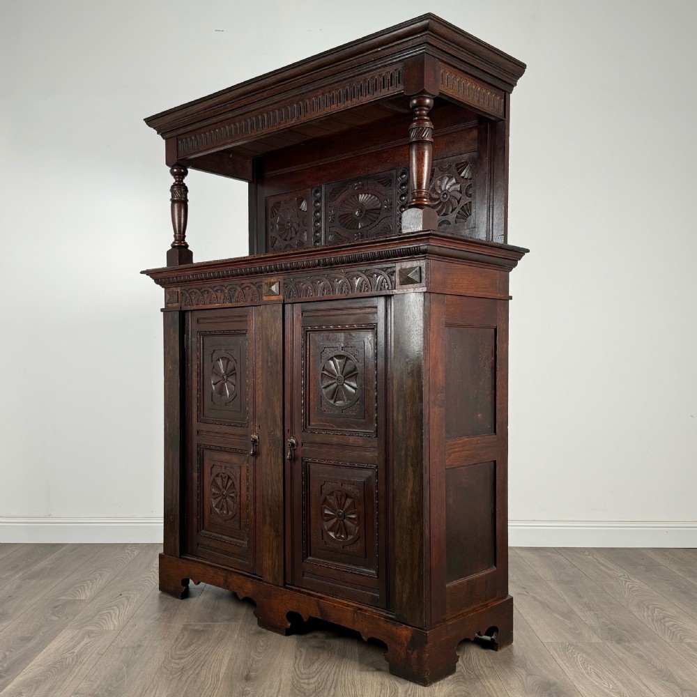  Antique 20th Century Carved Oak Cupboard 
 View III