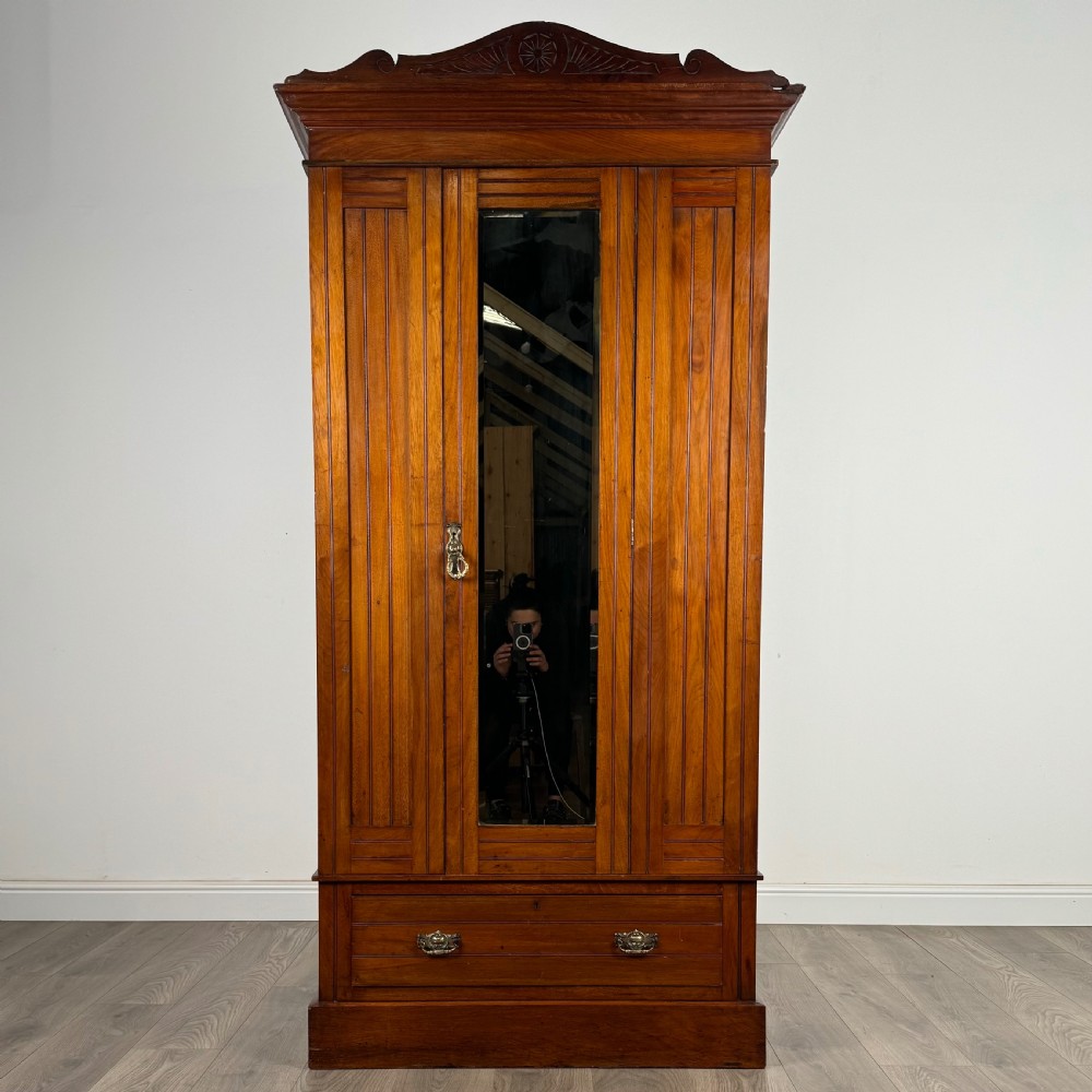 Antique 20th Century Wardrobe In Satin Wood 
