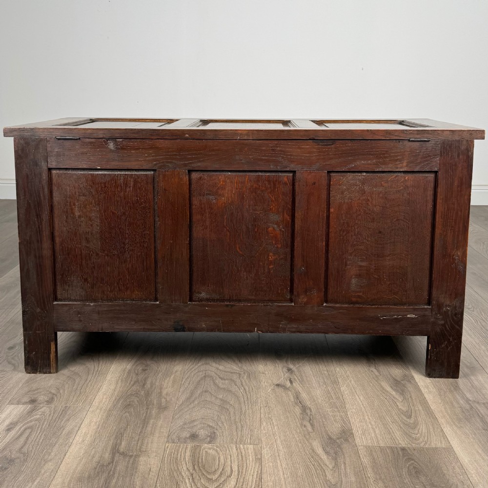  Antique 20th Century Carved Blanket Box In Oak 
 View V