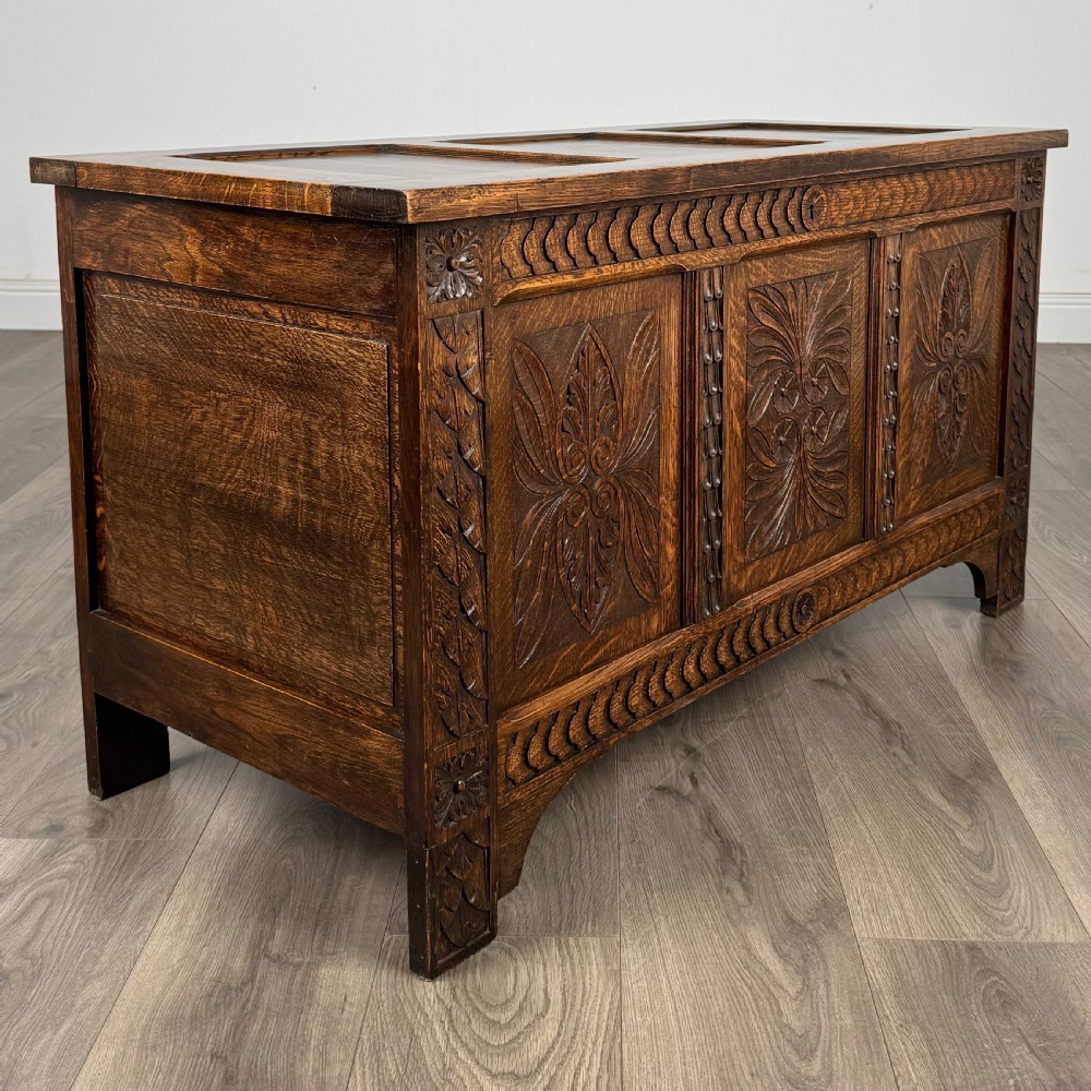  Antique 20th Century Carved Blanket Box In Oak 
 View VIII