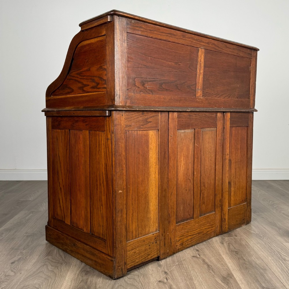  Antique 20th Century Roll Top Desk In Oak  View V