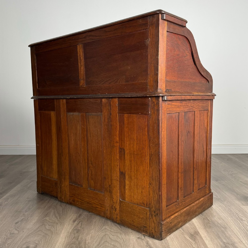  Antique 20th Century Roll Top Desk In Oak  View VII