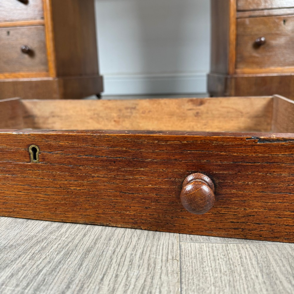  Antique 19th Century Pedestal Desk In Oak View IX