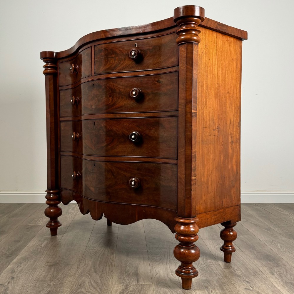  Antique 19th Century Rare Serpentine Chest Of Drawers In Mahogany  View VII