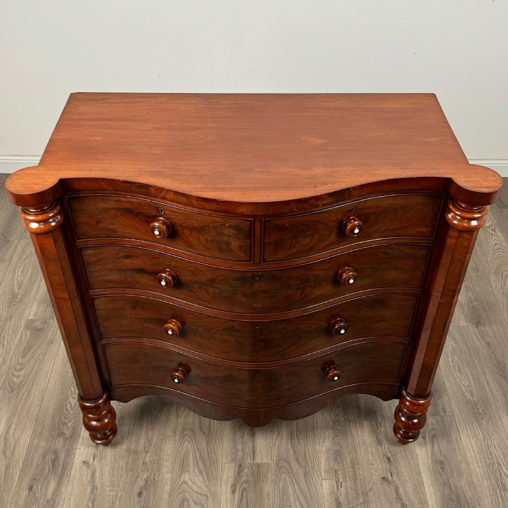  Antique 19th Century Rare Serpentine Chest Of Drawers In Mahogany  View VIII