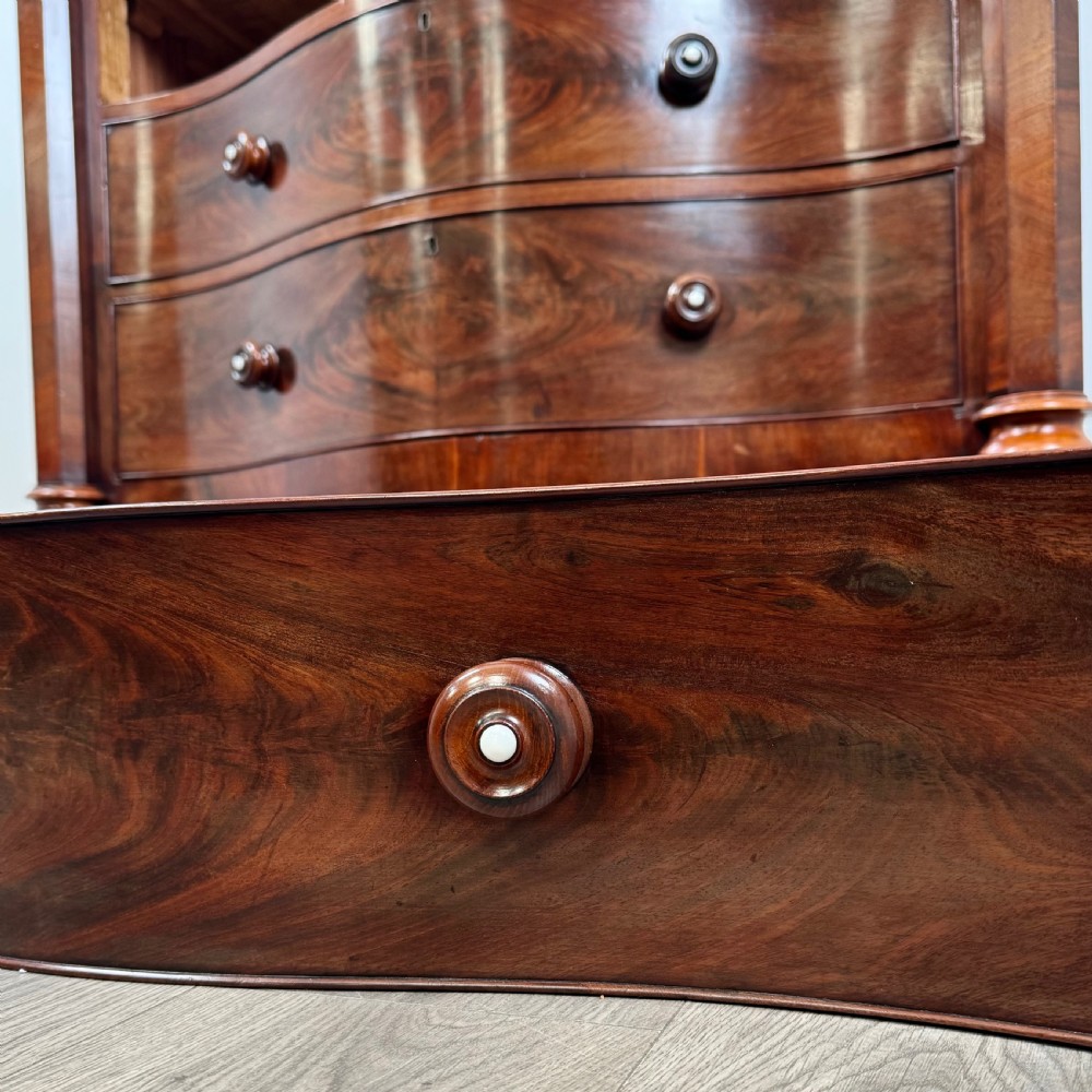  Antique 19th Century Rare Serpentine Chest Of Drawers In Mahogany  View IX