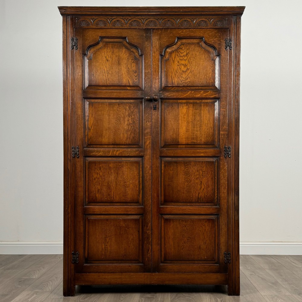 Antique 20th Century Wardrobe In Oak 