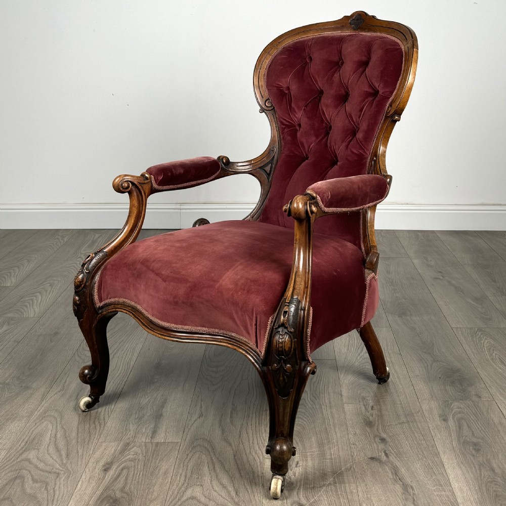 Antique 19th Century Open Armchair In Walnut 