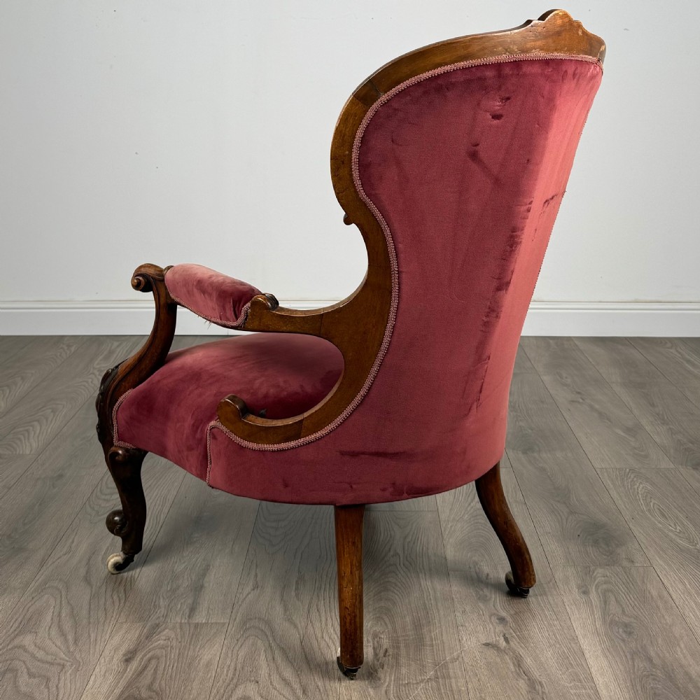 Antique 19th Century Open Armchair In Walnut  View II