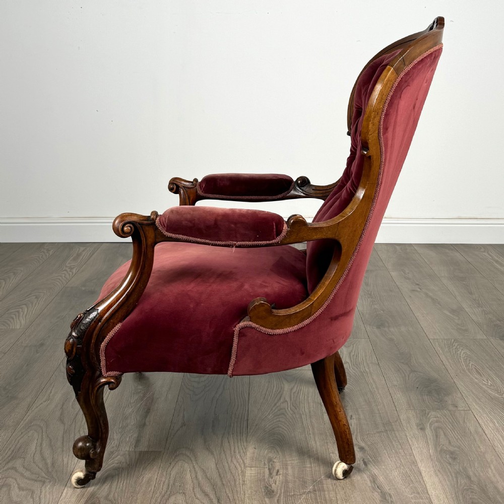 Antique 19th Century Open Armchair In Walnut  View III