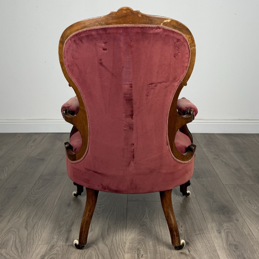 Antique 19th Century Open Armchair In Walnut  View IV