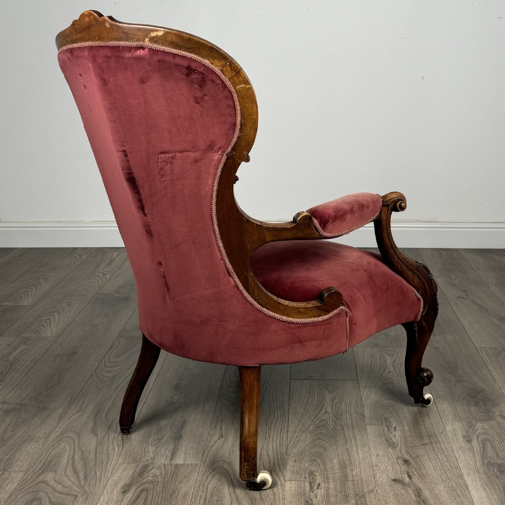 Antique 19th Century Open Armchair In Walnut  View V