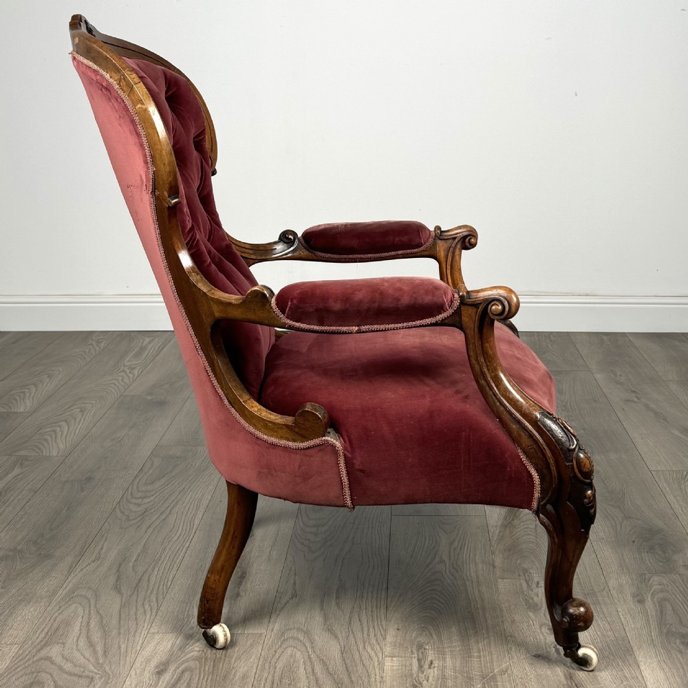 Antique 19th Century Open Armchair In Walnut  View VI